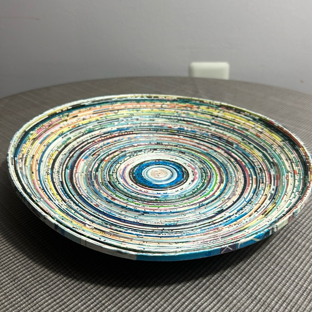 Upcycled Newspaper Footed Console Bowl